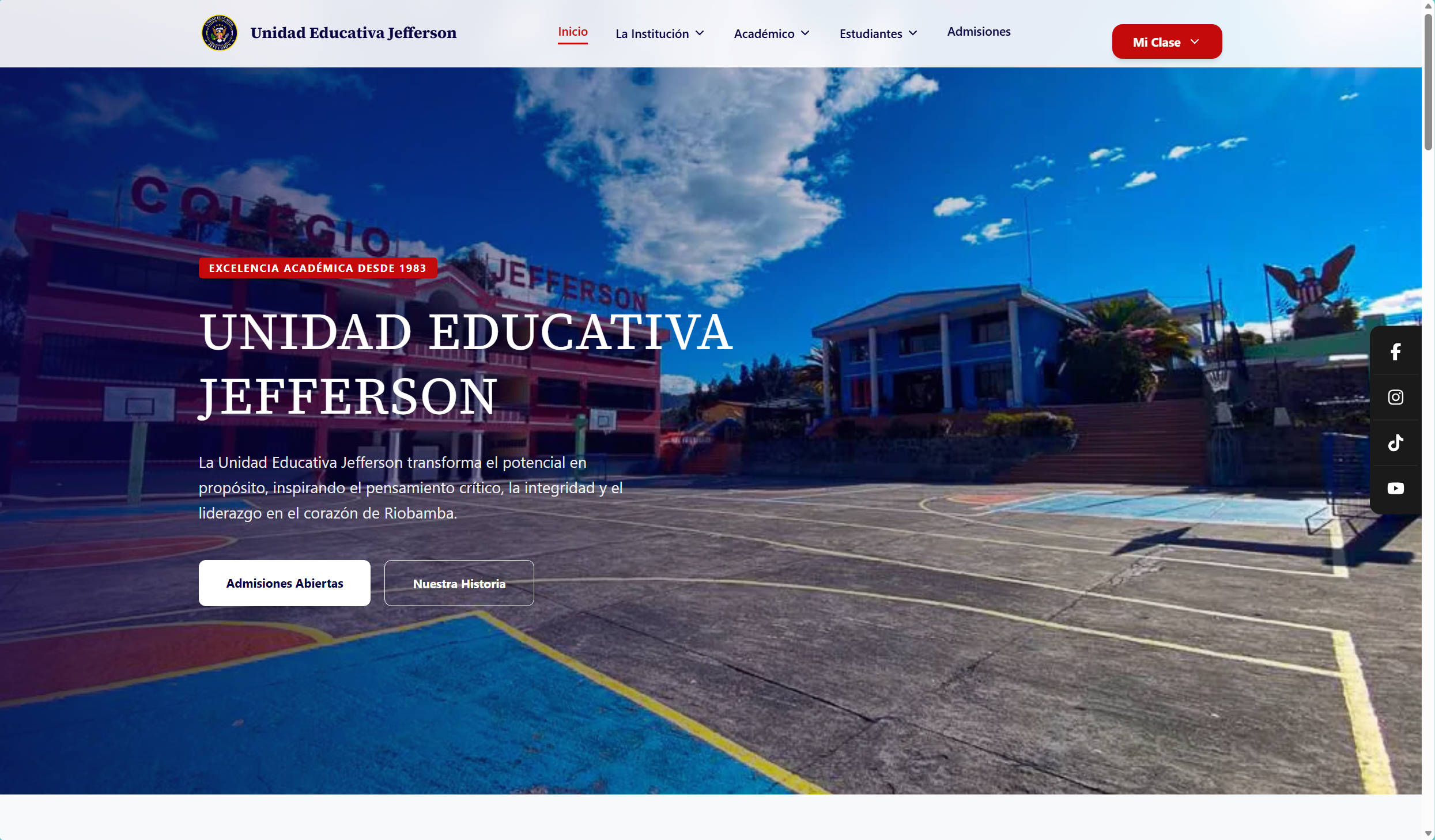 Plataforma Institucional y Portal Académico - Unidad Educativa Jefferson